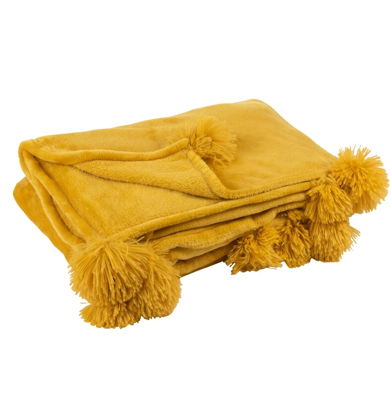 Plaid pompon ocra