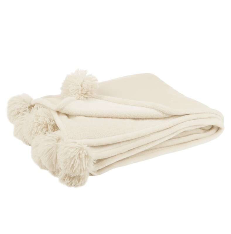 Plaid pompon crema