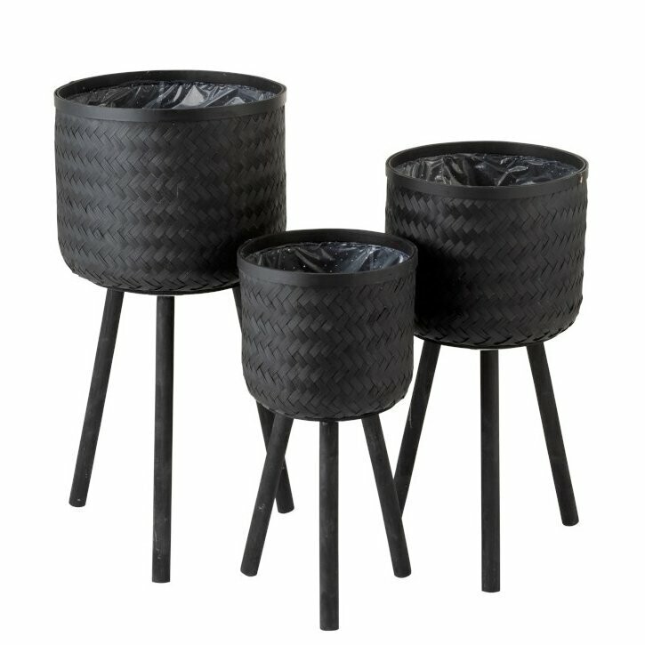 Portavaso bamboo con piedi nero