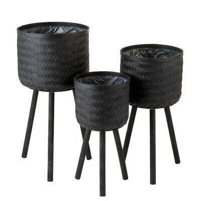 Portavaso bamboo con piedi nero