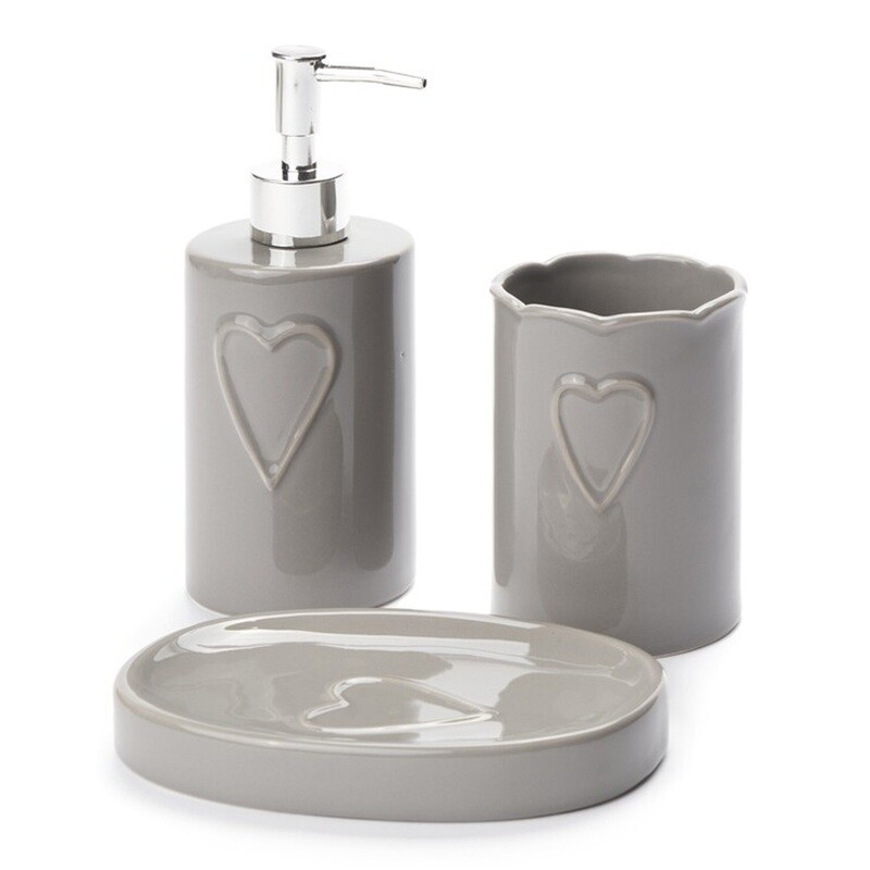 Set bagno cuore tortora