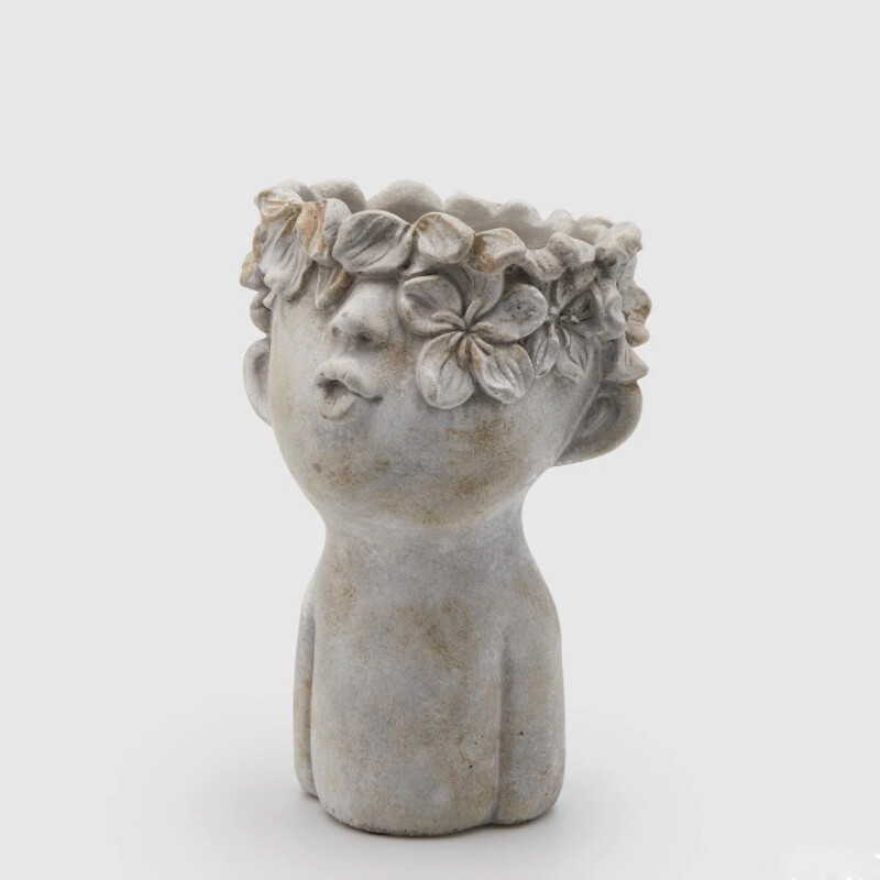 Vaso cemento testa fiori