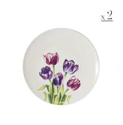 Set 2 piatti dessert Floriade tulipani