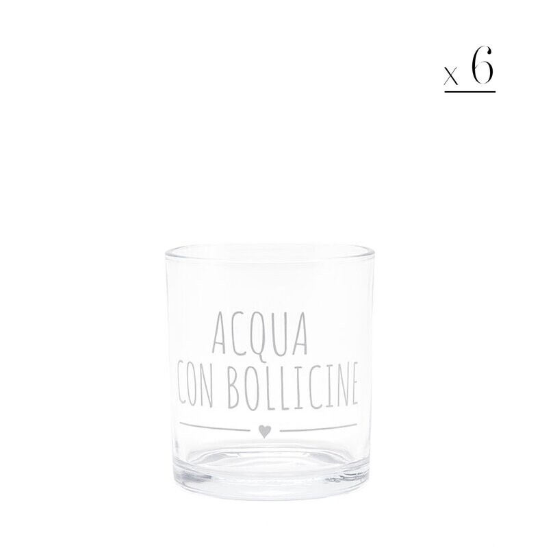Set 6 bicchieri acqua con bollicine