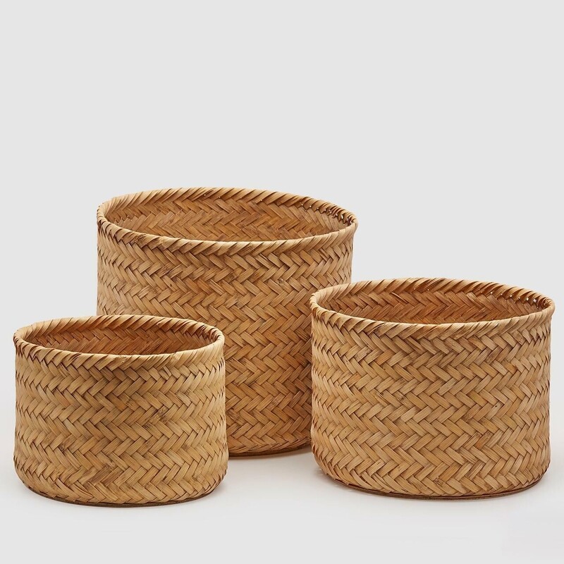 Cesto bamboo rotondo naturale