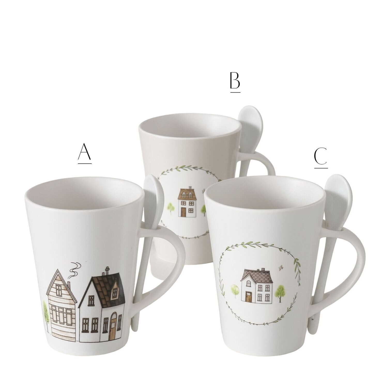 Tazza casette con cucchiaino, Variante: A.