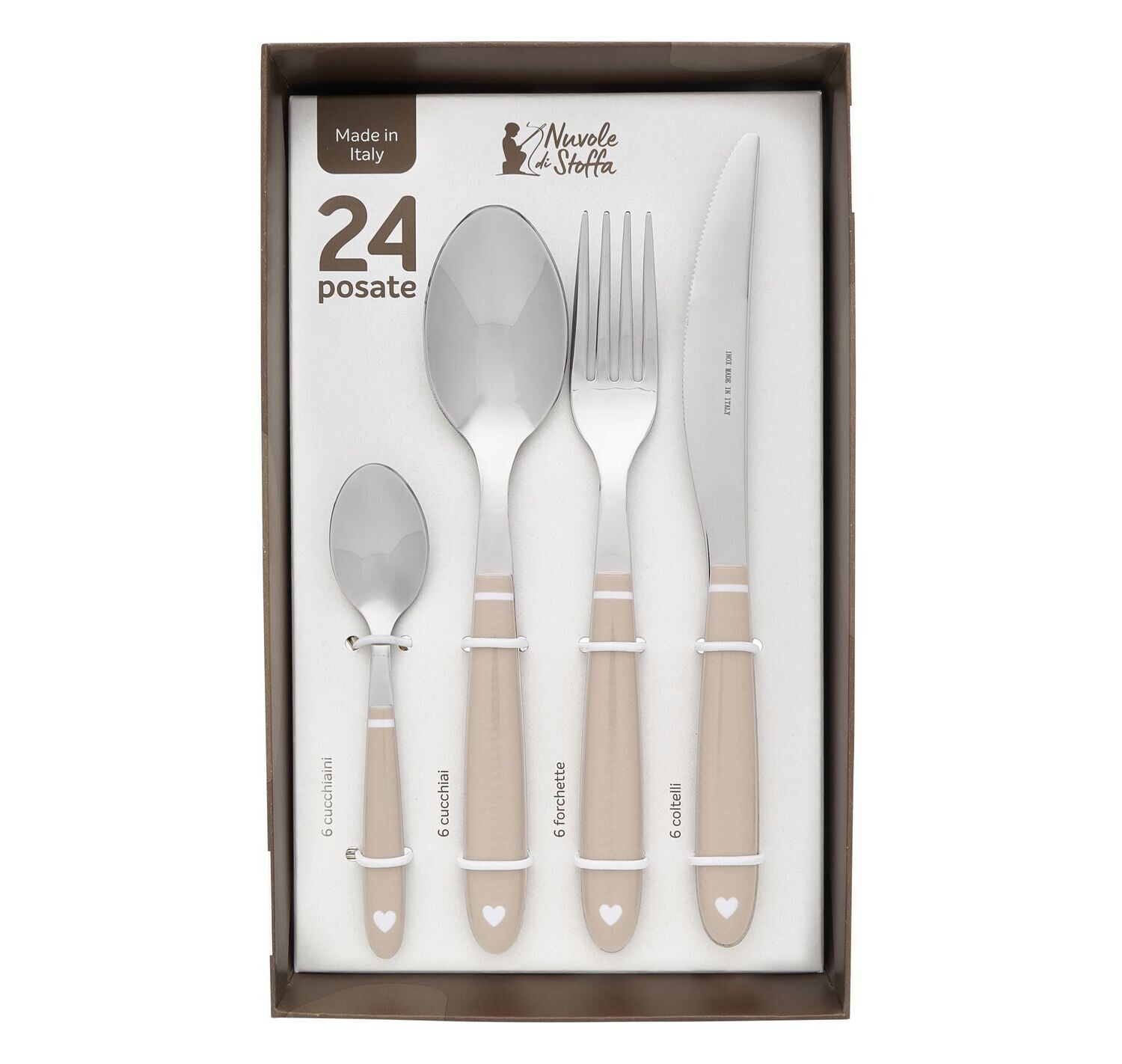 Set 24 posate Demetra beige