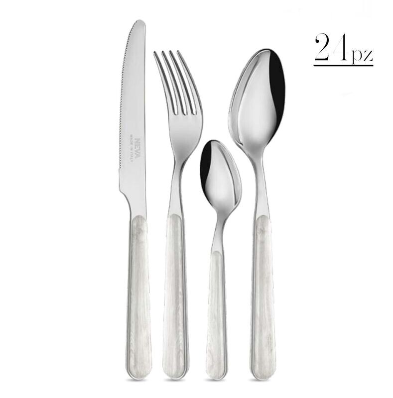 Set 24 posate Wood pino sbiancato