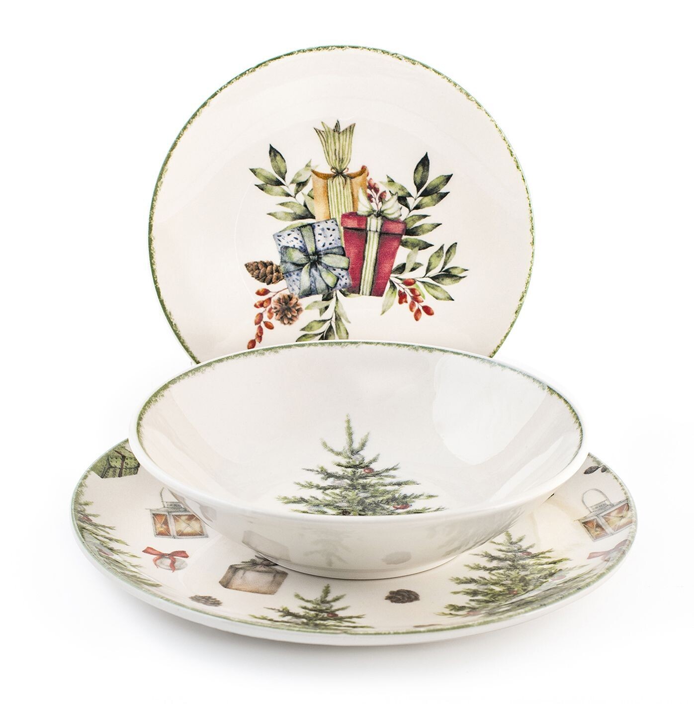 Royal Family Servizio Piatti 18 Pezzi Jungle Parrot, Ceramica Artigianale Per 6 Persone
