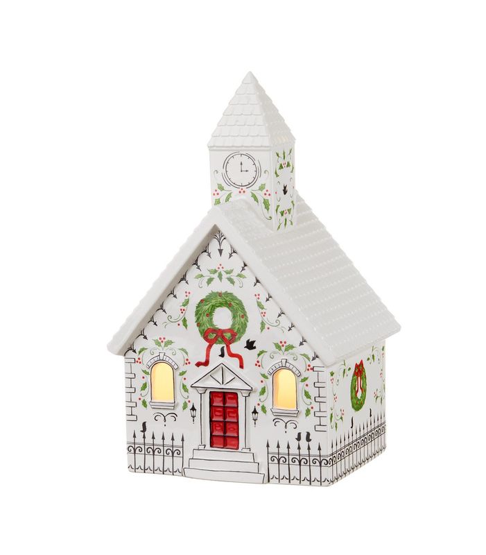 Casetta chiesa con led Bianco Natale Casetta chiesa con led Bianco Natale