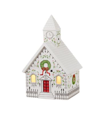 Casetta chiesa con led Bianco Natale Casetta chiesa con led Bianco Natale