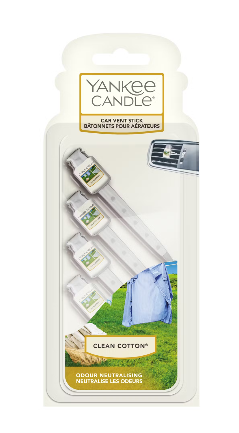 Yankee Candle stick per auto Clean Cotton