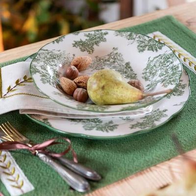 Set 2 posti tavola Toile de Jouy Verde