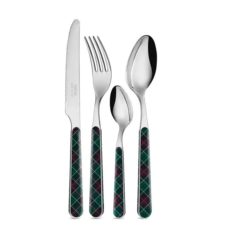 Set 24 posate Tartan verde