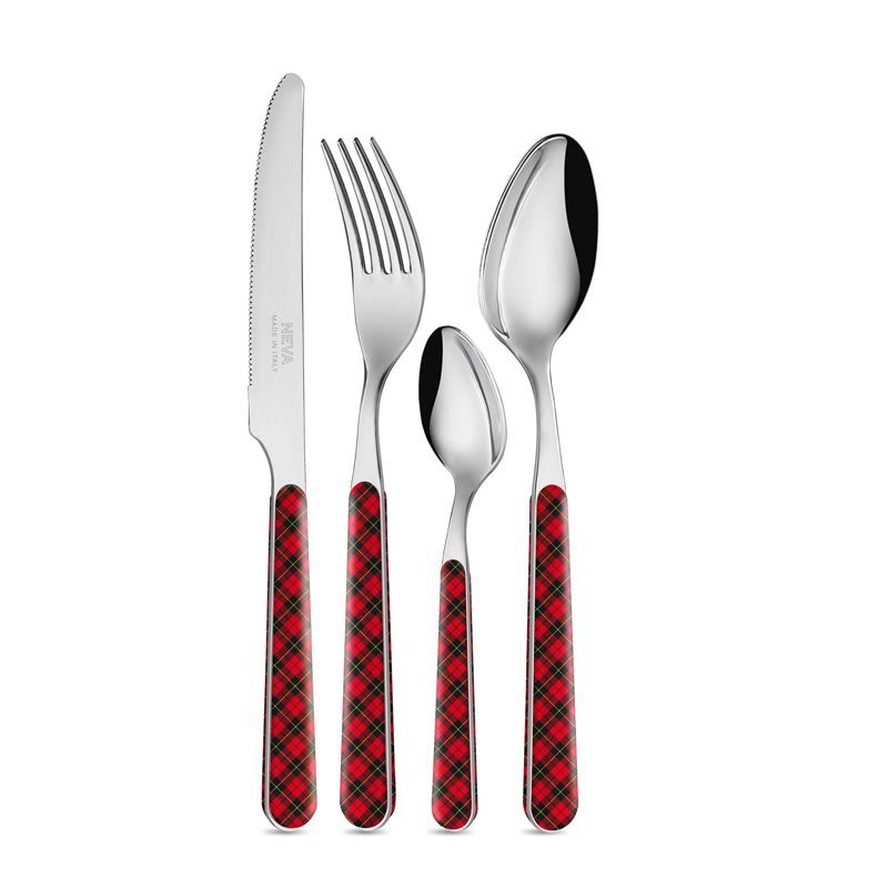 Set 24 posate Tartan rosso