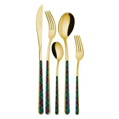 Set 24 posate "Asia ORO Tartan"