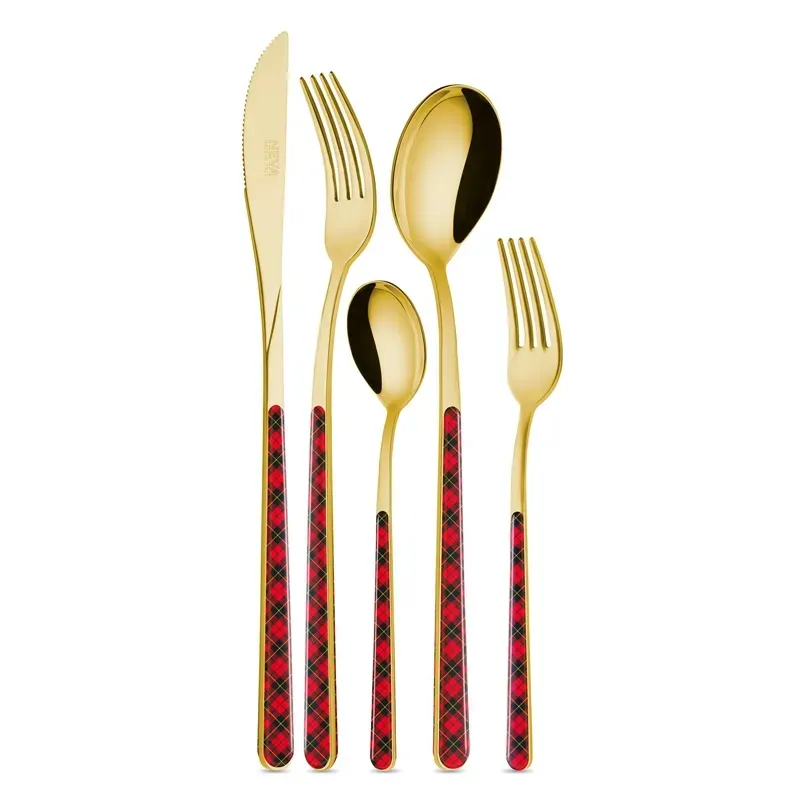 Set 24 posate "Asia ORO Tartan"