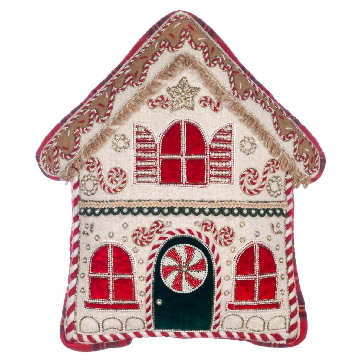 Cuscino con applicazione casetta di marzapane