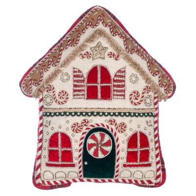 Cuscino con applicazione casetta di marzapane Cuscino con applicazione casetta di marzapane