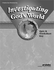 USED ABEKA 5 INVESTIGATING GOD&#39;S WORLD QUIZZE &amp; WORKSHEETS KEY 4th edition