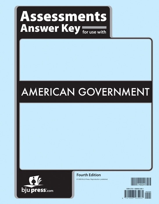 BJU AMERICAN GOVERNMENT ASSESSMENTS ANS KEY 4TH EDITION