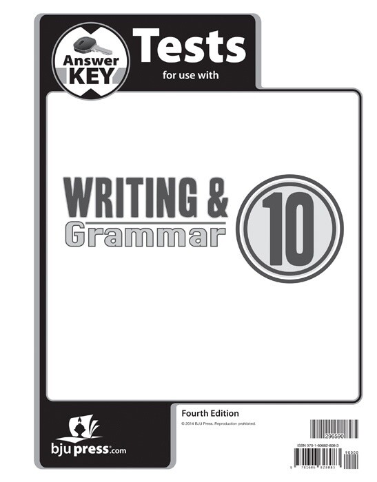 BJU ENGLISH WRITING &amp; GRAMMAR 10 TEST KEY 4TH ED