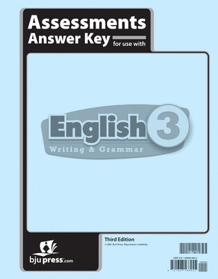 BJU ENGLISH 3 ASMT ANS KEY 3RD ED