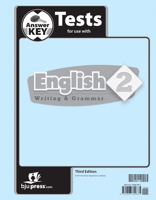 BJU ENGLISH 2 TEST KEY 3RD ED