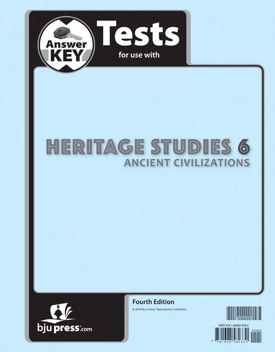 BJU HERITAGE STUDIES 6 ASMT KEY 4TH ED