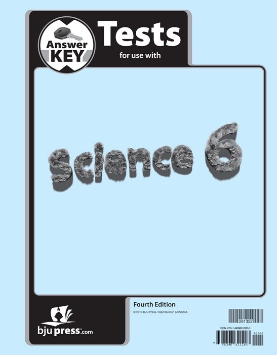 USED BJU SCIENCE 6 TESTS KEY 4TH ED