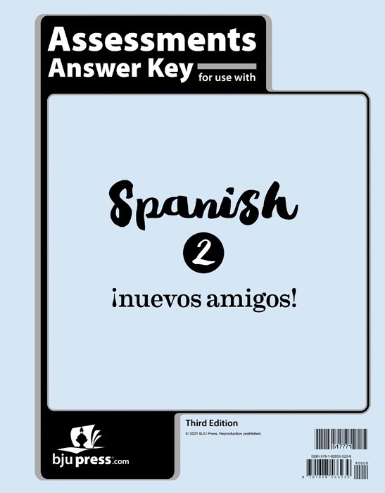 BJU SPANISH 2 ASSESSMENTS KEY 3RD ED