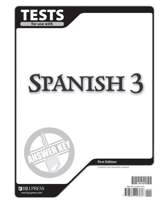 BJU SPANISH 3 TEST KEY 1ST ED