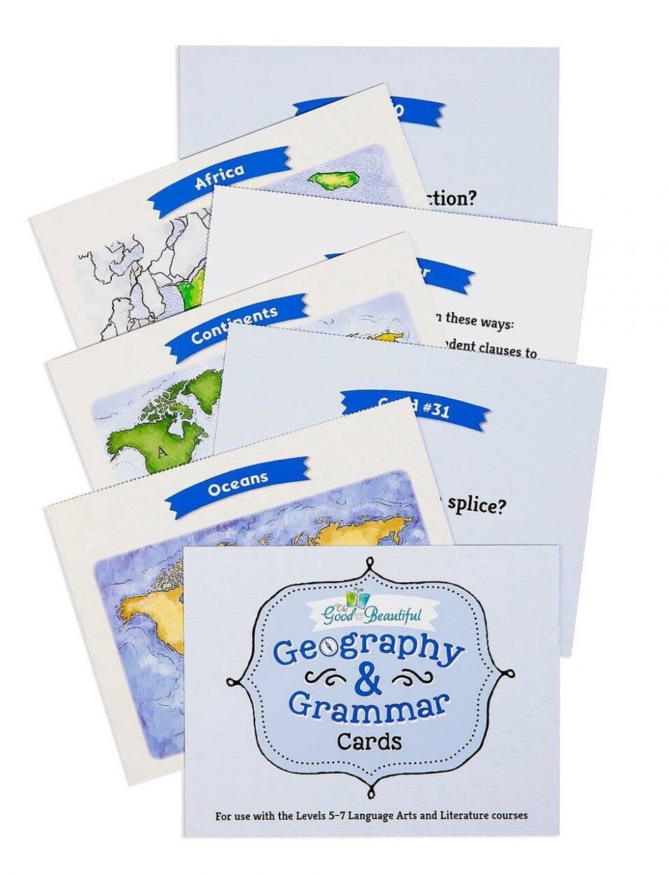 Used The Good and the Beautiful Geography & Grammar Cards Level 5-7