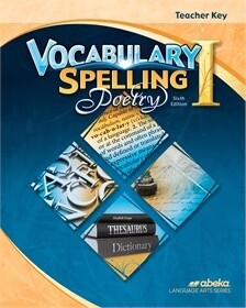 Used Abeka Vocabulary, Spelling , Poetry I 6th Edition Teacher Key