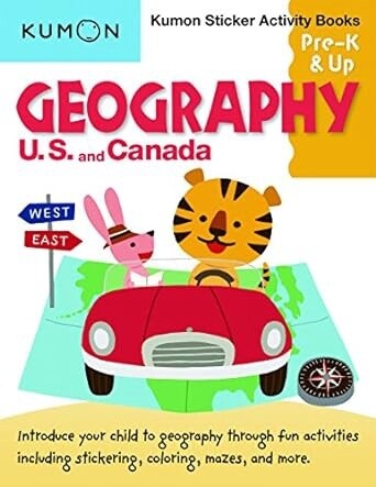 Kumon Pre K &amp; Up Geography US and Canada Sticker Activity Book (Kumon Sticker Activity Books)