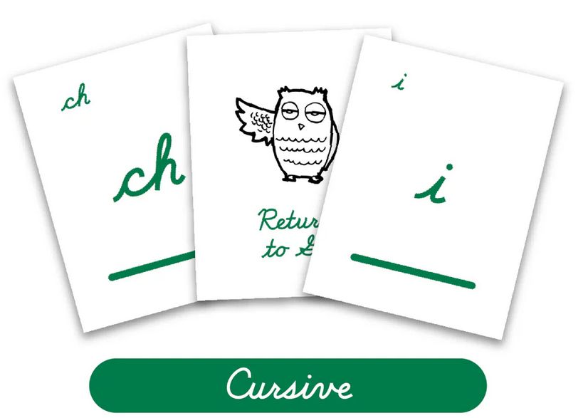 Logic of English Phonogram Game Cards (Green Cursive)