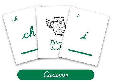 Logic of English Phonogram Game Cards (Green Cursive)