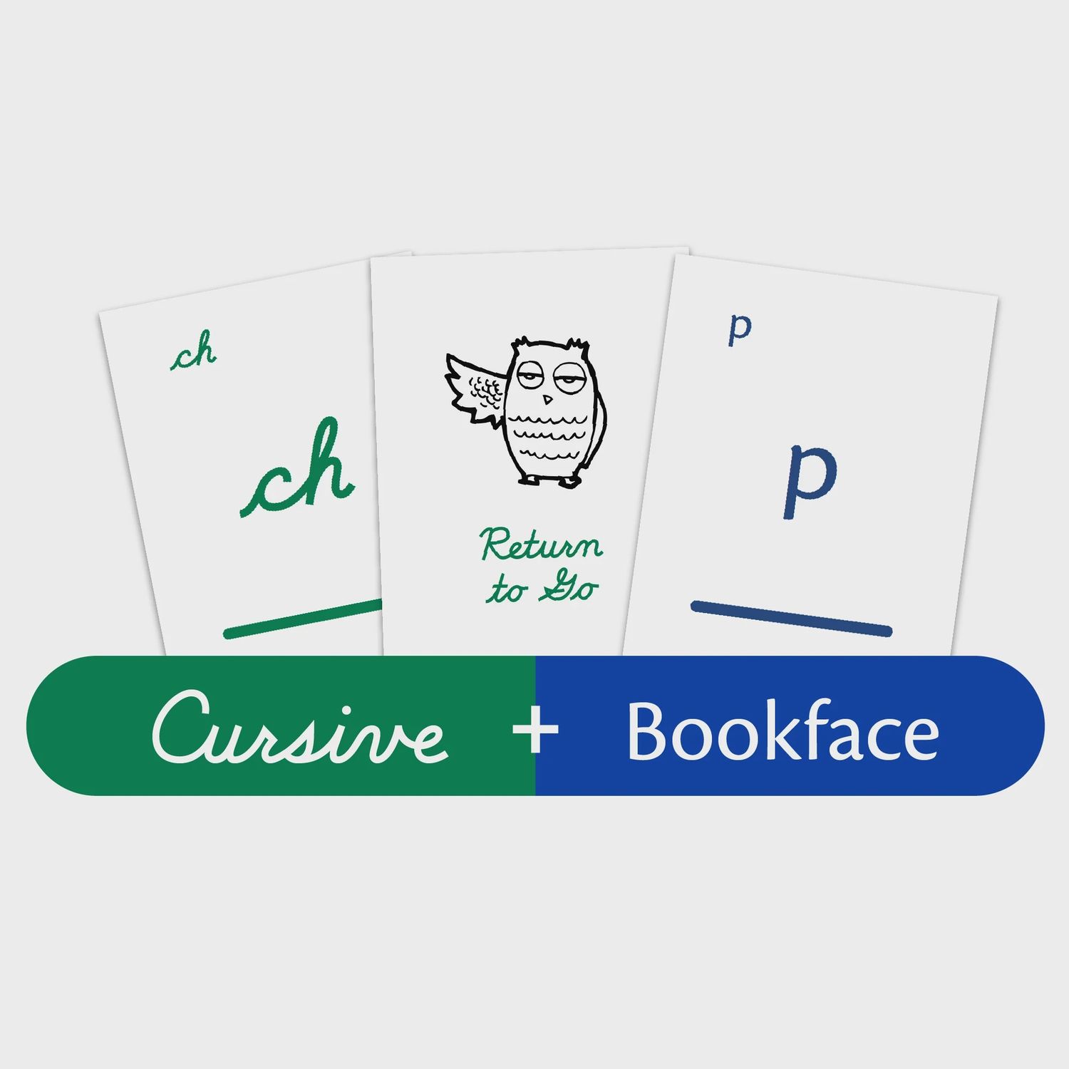 Logic of English Game Card Set Green Cursive + Blue Bookface