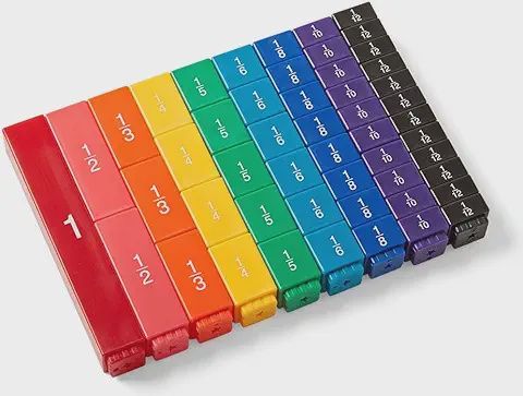 Rainbow Fraction Tower Cubes, Fraction Equivalency, Math Blocks, Montessori Math Materials for Kids, Teacher Supplies for Math Classroom, Math Manipulatives 4th Grade (Set of 51)