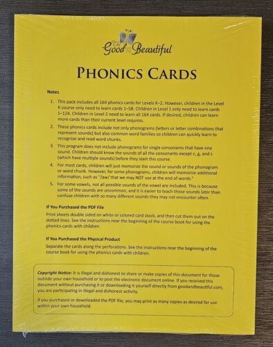 THE  GOOD AND THE BEAUTIFUL PHONICS CARDS