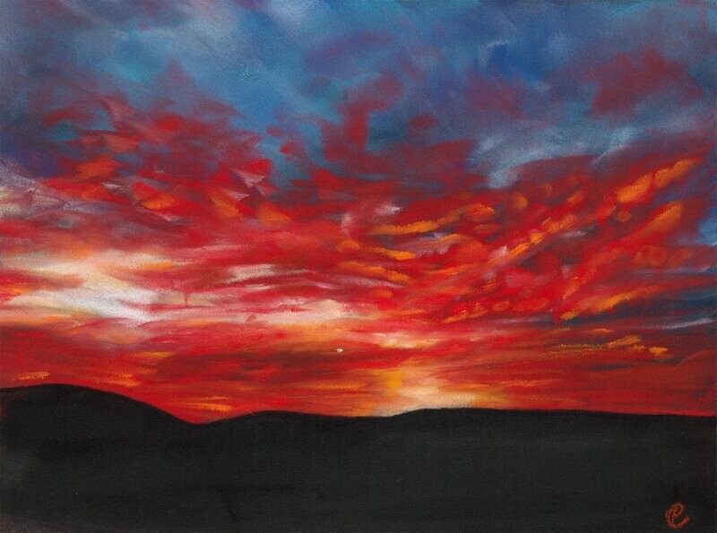 RED SKY AT NIGHT (Original pastel)