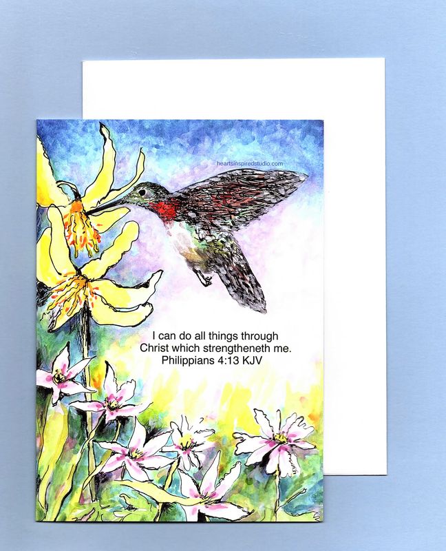 Phil. 4:13 I Can Do All Things Through Christ Hummingbird Greeting Card