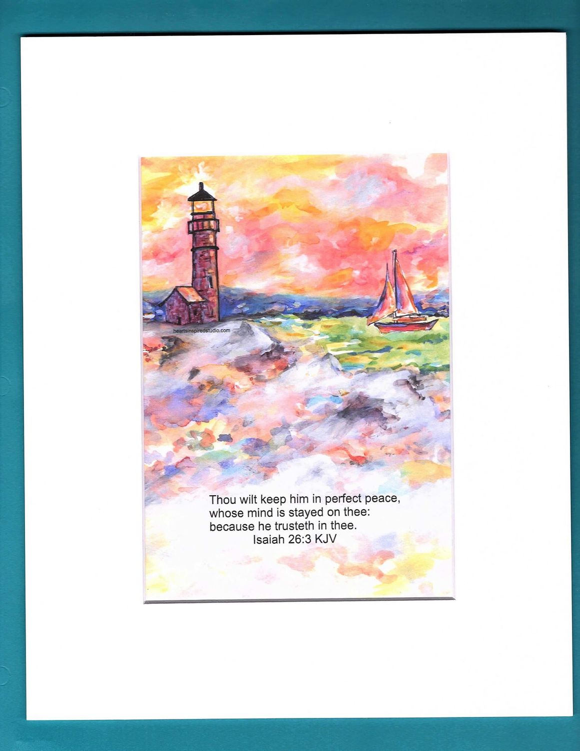 Isaiah 26v3 Matted Keepsake Scripture Art