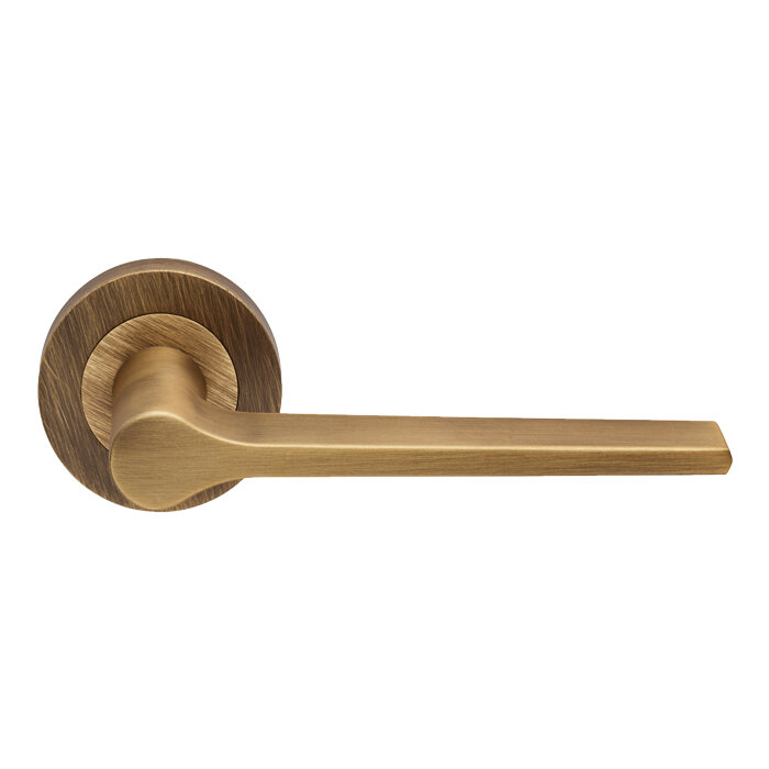Velino Lever on Round Rose - Antique Brass