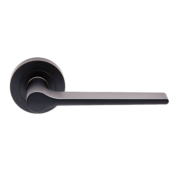 Velino Lever on Round Rose - Matt Black
