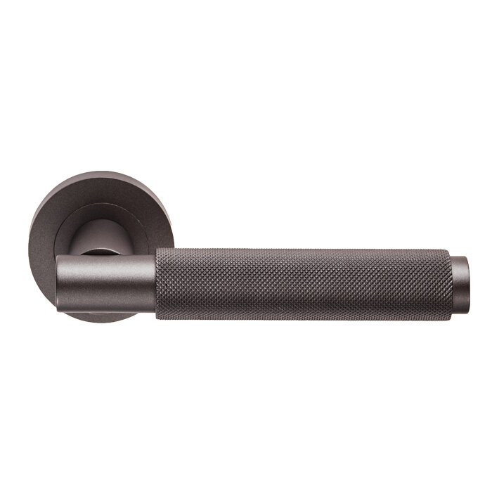 Varese Knurled Lever on Rose - Matt Bronze