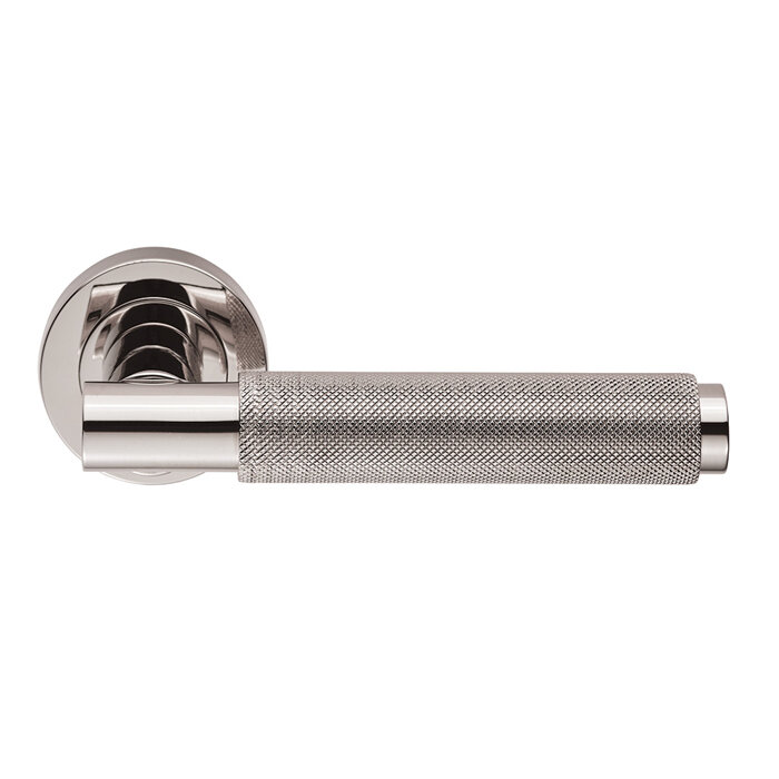 Varese Knurled Lever on Rose - Polished Nickel