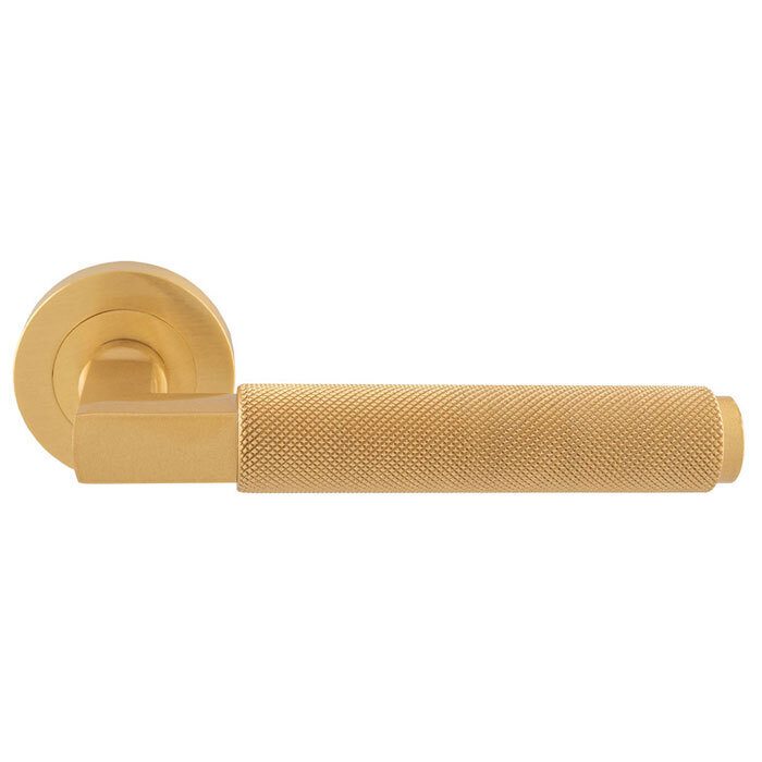 Terazzo Lever On Round Rose Satin Brass - Satin Brass