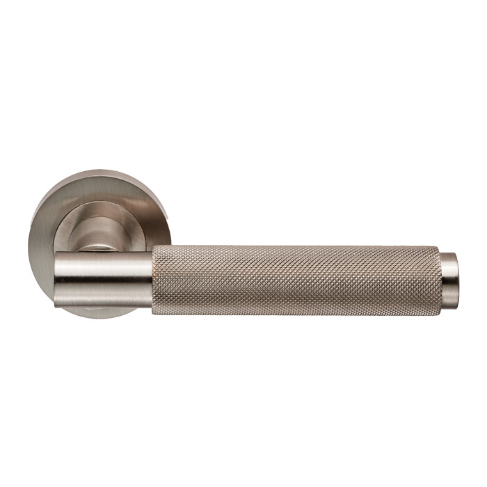 Varese Knurled Lever on Rose - Satin Nickel