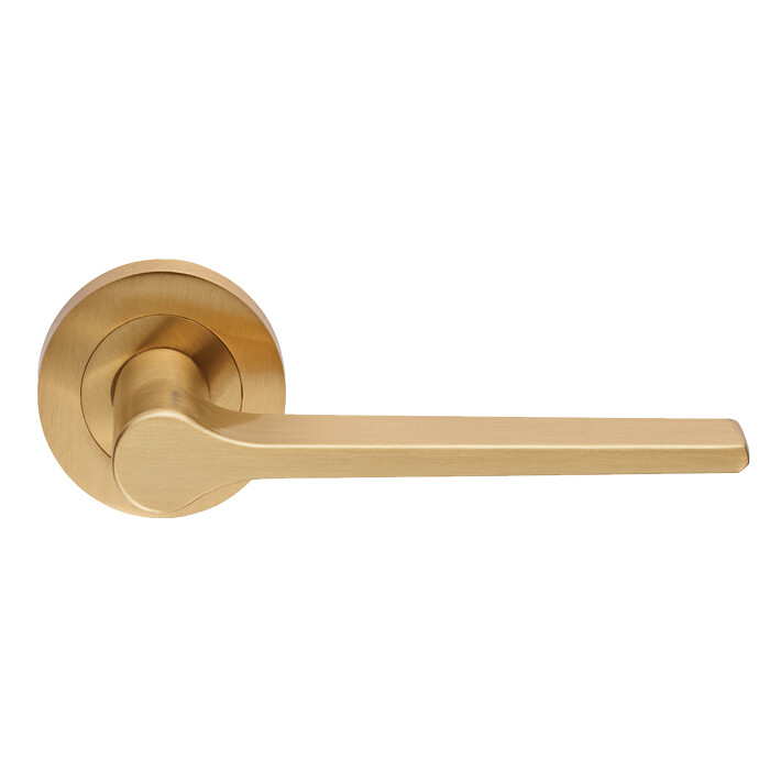 Velino Lever on Round Rose - Satin Brass